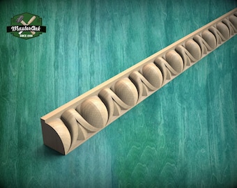 Egg & Dart Elegant Carved Wood Moulding - Vintage-Inspired Carved Baguette for Luxurious Interiors,  40" classical wood cabinet moulding