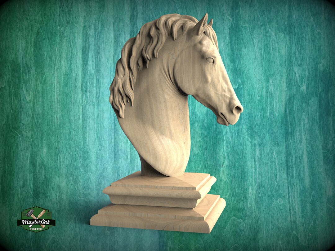 Horse Wooden Bust for Staircase Newel Post, Horse Finial Bed Post