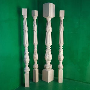 Carved baluster in classic style, 1 piece, carved banister of wood, stair balusters, Custom size wood balusters for stairs