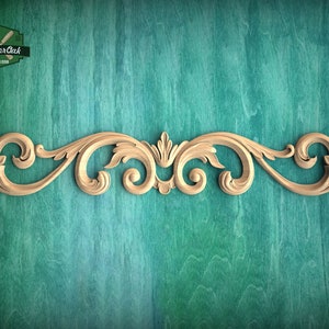 Classic Scrollwork Onlay - Refined Wood Applique Trim, Decorative Swag Onlay, Classic Furniture Embellishment, 1 pc, Unpainted