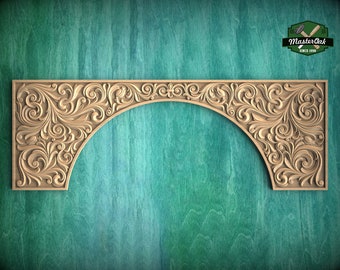 Baroque Elegance: Ornate Wooden Arch Frieze, 1pc, Home Wall Decoration, Furniture Carving, Wood Trim