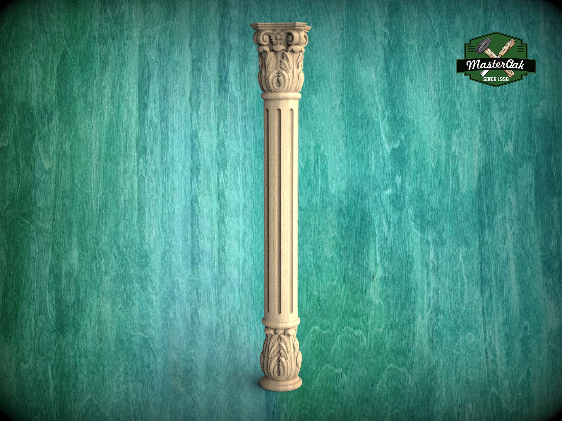 Elegant Corinthian Spindle Column with Acanthus Base, Corinthian Flair Wooden Column, 1pc, Unpainted