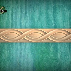 Scandinavian Inspired Continuous Loop Molding, 40&quot; Elegant Wood Detail, 1 pc, Unpainted, Carved Baguette