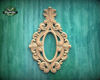 Ornate Oval Wood Frame Applique for Furniture & Wall Decor