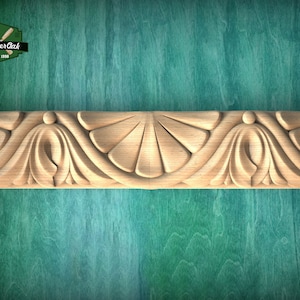 Sweeping Drapery Effect Wood Moulding - Sophisticated Home Detail, 40&quot; Elegant Wood Detail, 1 pc, Unpainted, Carved Baguette