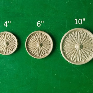 Round Rosette of wood, Unpainted, 1 piece, Home Wall Embellishments, wood onlays, wood wall art decor