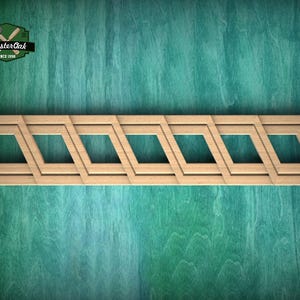 Modern Wooden Molding - Geometric Minimalism for Interiors, 40" Natural Wood Molding with Geometric Shapes, 1 pc, Unpainted, Carved Baguette