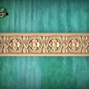 Floral Ogee Garland Moulding – Artistic Wood Detail,  40&quot; , 1 pc, Unpainted, Decorative Moulding Trim, Furniture Moulding