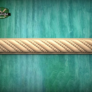 Classic Twisted Rope Wooden Moulding – Decorative Frieze Element,  40&quot; Textured Moulding, 1 pc, Unpainted, Decorative Moulding Trim
