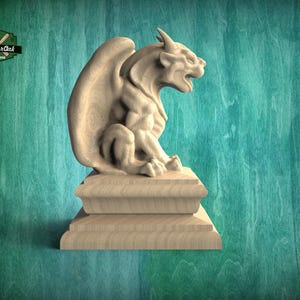 Gargoyle wooden statue, small Gothic Imp, Gargoyle finial bed post, Gargoyle statue of wood, Wooden Gargoyle statue cap