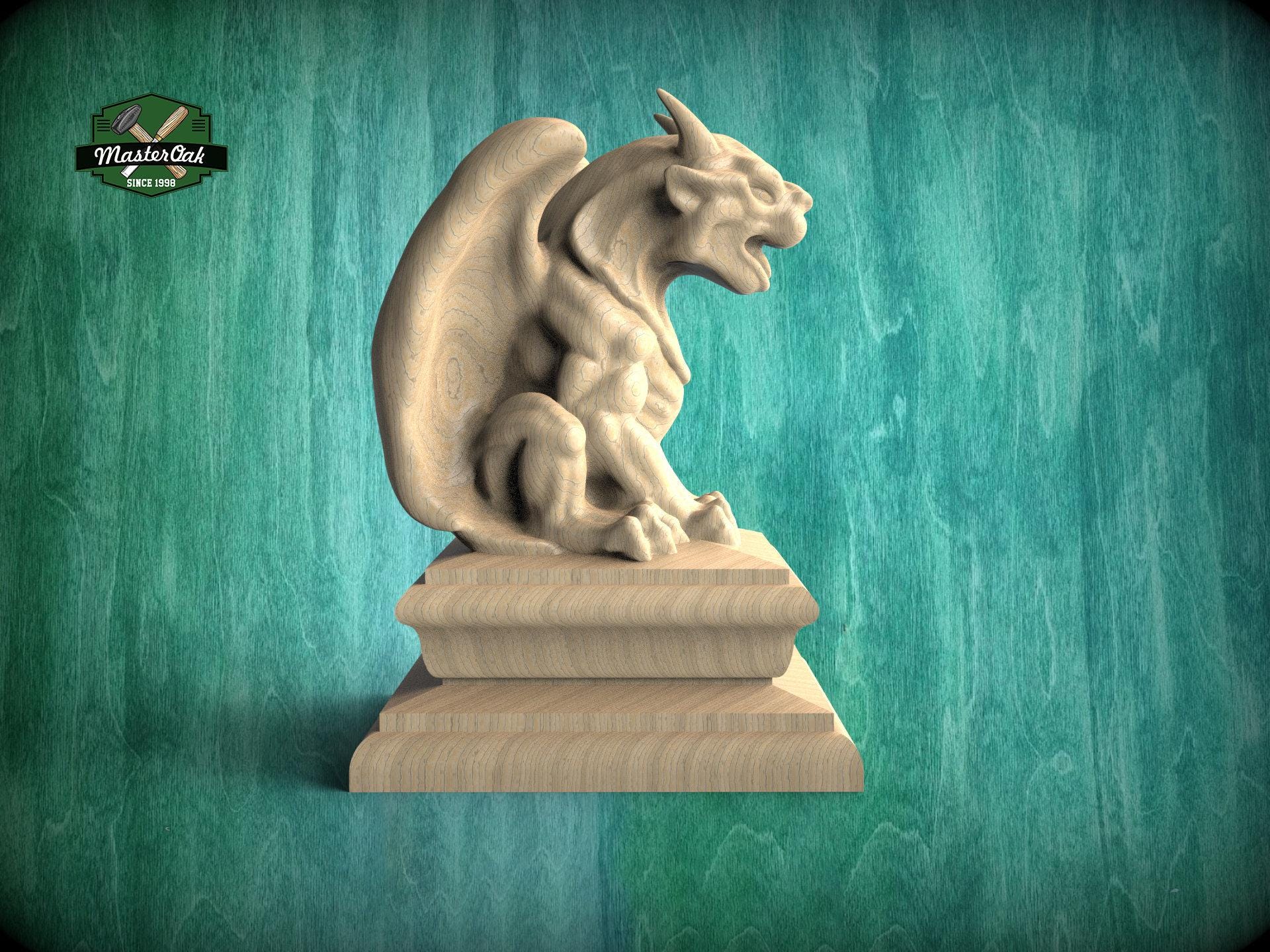 Gargoyle Wooden Statue, Small Gothic Imp, Gargoyle Finial Bed Post ...