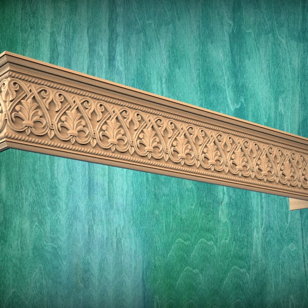 Wooden Window Pelmet, Cornice Board, Baroque Pelmet,  Antique classic carved curtain rod of wood pelmet