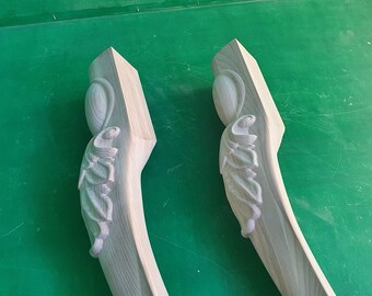 Beautiful Carved Cabriole Legs, Set of 2pc