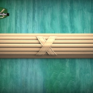 Customizable Reed & Ribbon Wood Molding - Classic Elegance, 40&quot; Versatile Wood Trim, 1 pc, Unpainted, Carved Baguette