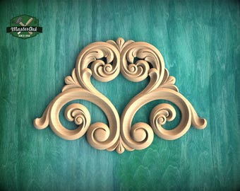 Baroque Style Scroll Applique – Wood Ornament