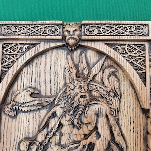 Odin carved wooden sculpture , Scandinavian God,  Celtic wood carving, Viking carving, wooden carving