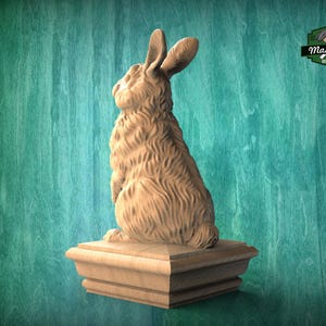 Rabbit Wooden Finial for Staircase Newel Post, Rabbit Finial Bed Post ...