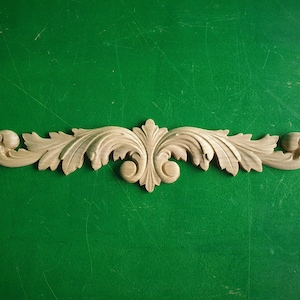 Carved Leaves Onlay, 1pc, Home Wall Embellishments, Furniture Carving, Applique furniture decor DIY Furniture Trim Supplies bed pediments image 1