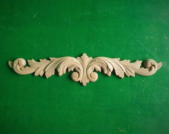 Carved Leaves Onlay, 1pc, Home Wall Embellishments, Furniture Carving, Applique furniture decor DIY Furniture Trim Supplies bed pediments