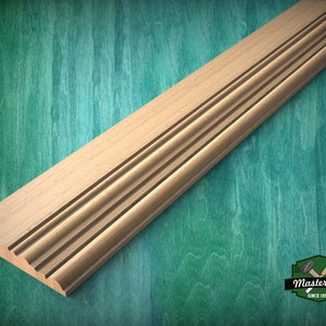 Natural Wood Carved Moulding with Layered Design - Versatile Home Decor, 40&quot; wood molding for walls and ceilings , 1 pc, Unpainted, Baguette