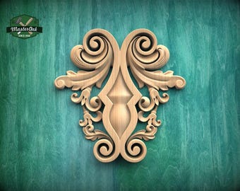 Elegant Acanthus Scroll Wooden Ornament – Decorative Carving for Furniture and Wall Accents