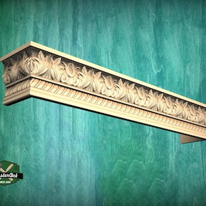 Elegant Wooden Curtain Cornice with Classic Ornamentation — Luxurious Antique-Style Interior Element