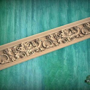 Baroque wooden moulding with acanthus scrolls,  40" classical wood cabinet moulding