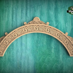 Ornate Elegance: Classical Wooden Archway, 1pc, Unpainted, Home Wall Embellishments, Furniture Carving, Wood Onlay
