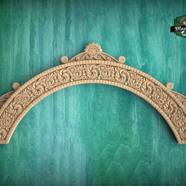 Ornate Elegance: Classical Wooden Archway, 1pc, Unpainted, Home Wall Embellishments, Furniture Carving, Wood Onlay