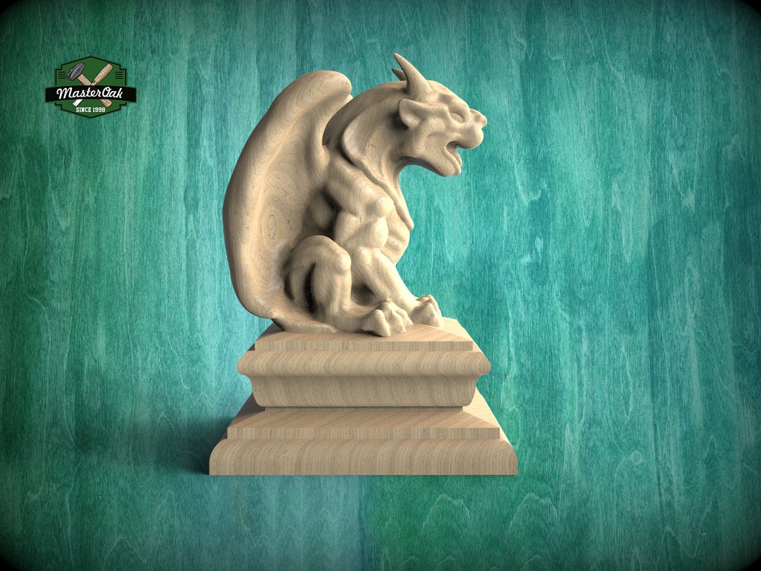 Gargoyle Wooden Statue, Small Gothic Imp, Gargoyle Finial Bed Post