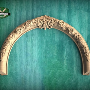 Decorative Wooden Arch Onlay – Flower Motif for Arched Entryways, 1pc, Unpainted, Carved Onlay, Carved Wood Arch, Applique furniture decor