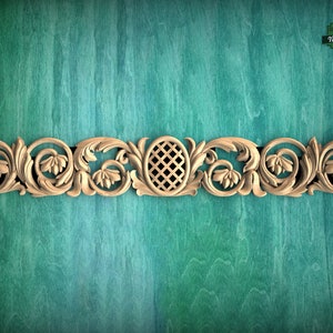 Carved Wood Onlay for Kitchen Hood, 1pc, Unfinished, Home Wall Embellishments, Furniture Carving, Wood Onlay