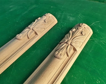 Carved Pilasters, Set 2pc, Pair of Carved Wood Trim Post Pillars