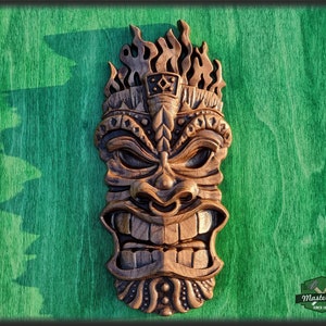 Carved Wood Mask, African Wood mask wall art, wood tribal mask, tiki mask wood