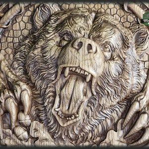 Carved Bear decor, Carved Bear of wood,  Celtic wood carving, Viking carving, Celtic Lord Of Woods, Wall art, Wall decor, Wall hanging