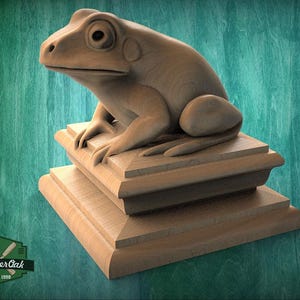 Frog Finial for Post  – Ornamental Wood Cap for Column or Staircase
