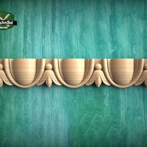 Traditional Flower and Egg Pattern Wood Moulding - Classic Decor, 40&quot; Versatile Wood Trim, 1 pc, Unpainted, Carved Baguette