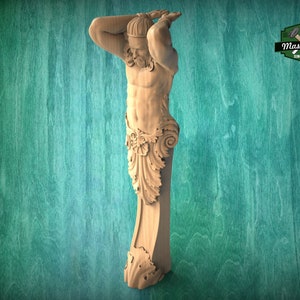 Atlant - Carved  Wooden Corbel , Unpainted, Decor Carved Wooden Corbel, 1pc, Home Wall Embellishments, wood wall art decor
