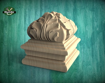 High Square Post Finials , Square Staircase Newel Post Cap, Square bed cap