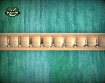 Oval Pattern Wood Moulding – Elegant Wall Accent,  40" classical wood cabinet moulding, 1 pc, Unpainted, Decorative Carved Baguette