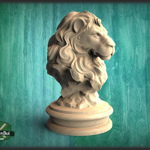 Lion Staircase Finial with round base , Unfinished, Lion statue for Staircase Newel Post, Lion finial bed post, Lion statue of wood