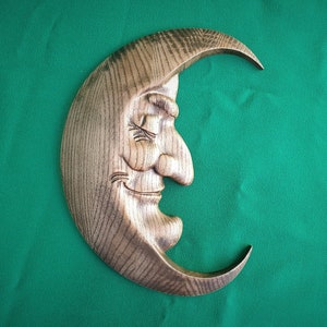 Half Moon Face Wall Decor, Crescent Wall hanging, wood wall art, wooden painting