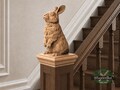 Rabbit Wooden Finial for Staircase Newel Post, Rabbit finial bed post, Rabbit statue of wood, Wooden Rabbit statue cap