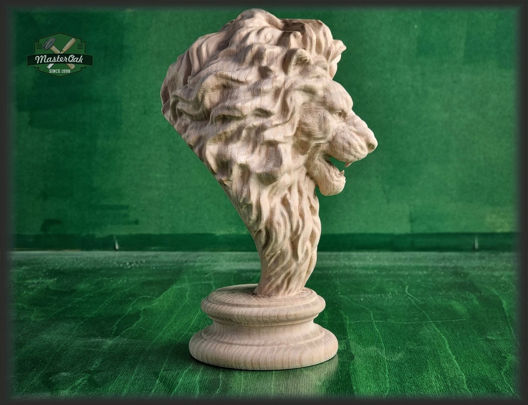 Lion Wooden Finial, Lion Statue for Staircase Newel Post, Lion Finial
