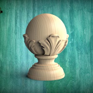 Ronde houten dop met acanthussnijwerk – paaldop voor trap