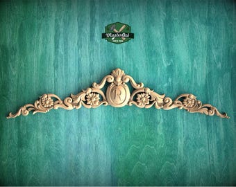 Personalized Classic Flourishes: Carved Wooden Onlay with Floral Elegance for Timeless Style, 1pc, Unpainted, Floral Medallion Onlay