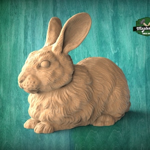 Lying Rabbit Wooden Finial for Staircase Newel Post, Rabbit finial bed post, Rabbit statue of wood, Wooden Rabbit statue cap