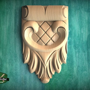 Victorian Verve: Exquisite Carved Wooden Corbel, 1pc, Antique wooden onlay, Furniture wooden applique, Unpainted, Home Wall Embellishments