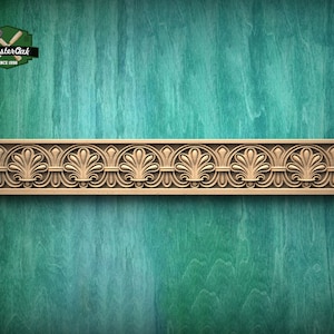Moldura de madera tallada de inspiración rococó: lujosa ornamentación, 101 cm, 1 pieza, sin pintar, moldura rectangular de madera tipo baguette para muebles.