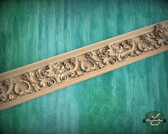 Baroque wooden moulding with acanthus scrolls,  40" classical wood cabinet moulding